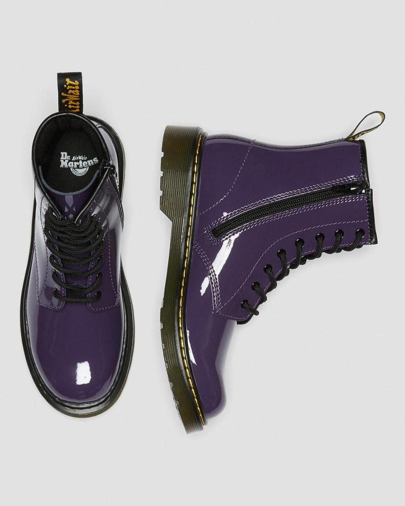 Kids' Dr Martens Youth 1460 Patent Leather Lace Up Boots Purple | AU 713WNB